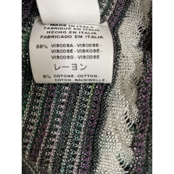 M Missoni Cardigan Sweater Open Draped Metallic Aqua Blue Scarf Striped … - Picture 7 of 9